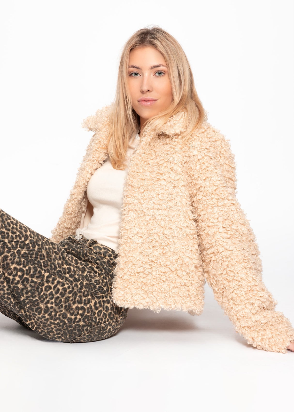 Jacke aus Teddyfell - offwhite