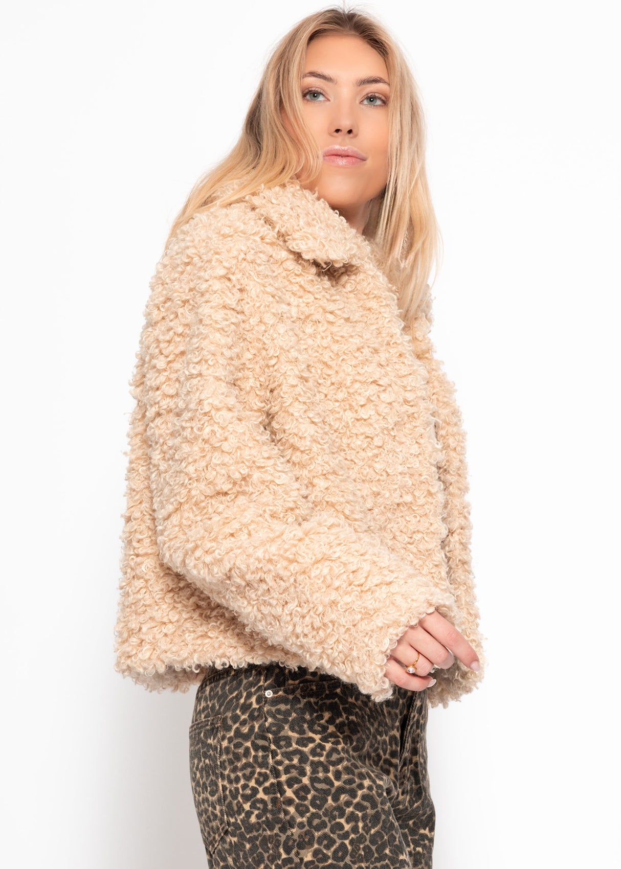 Jacke aus Teddyfell - offwhite