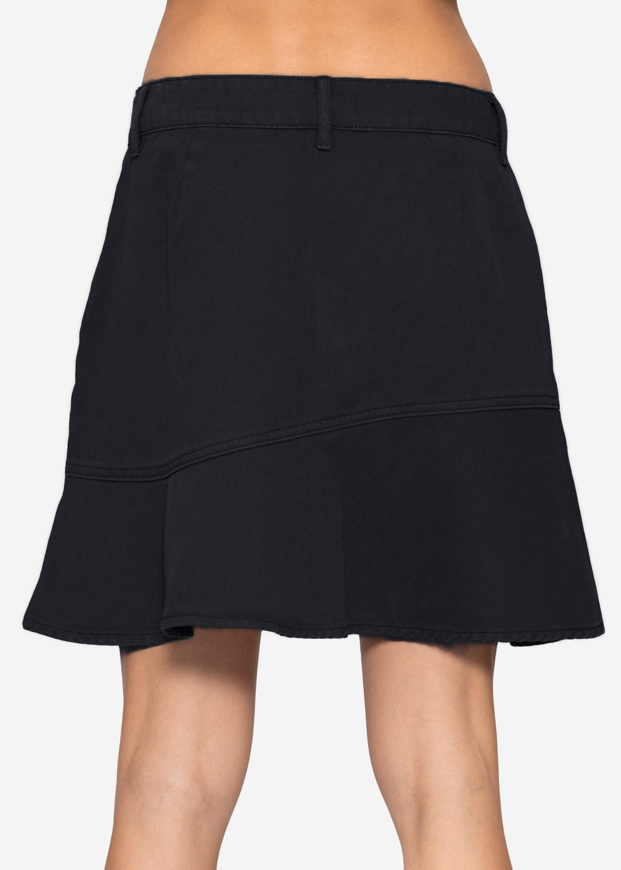 Jeans Rock mit Volant - schwarz