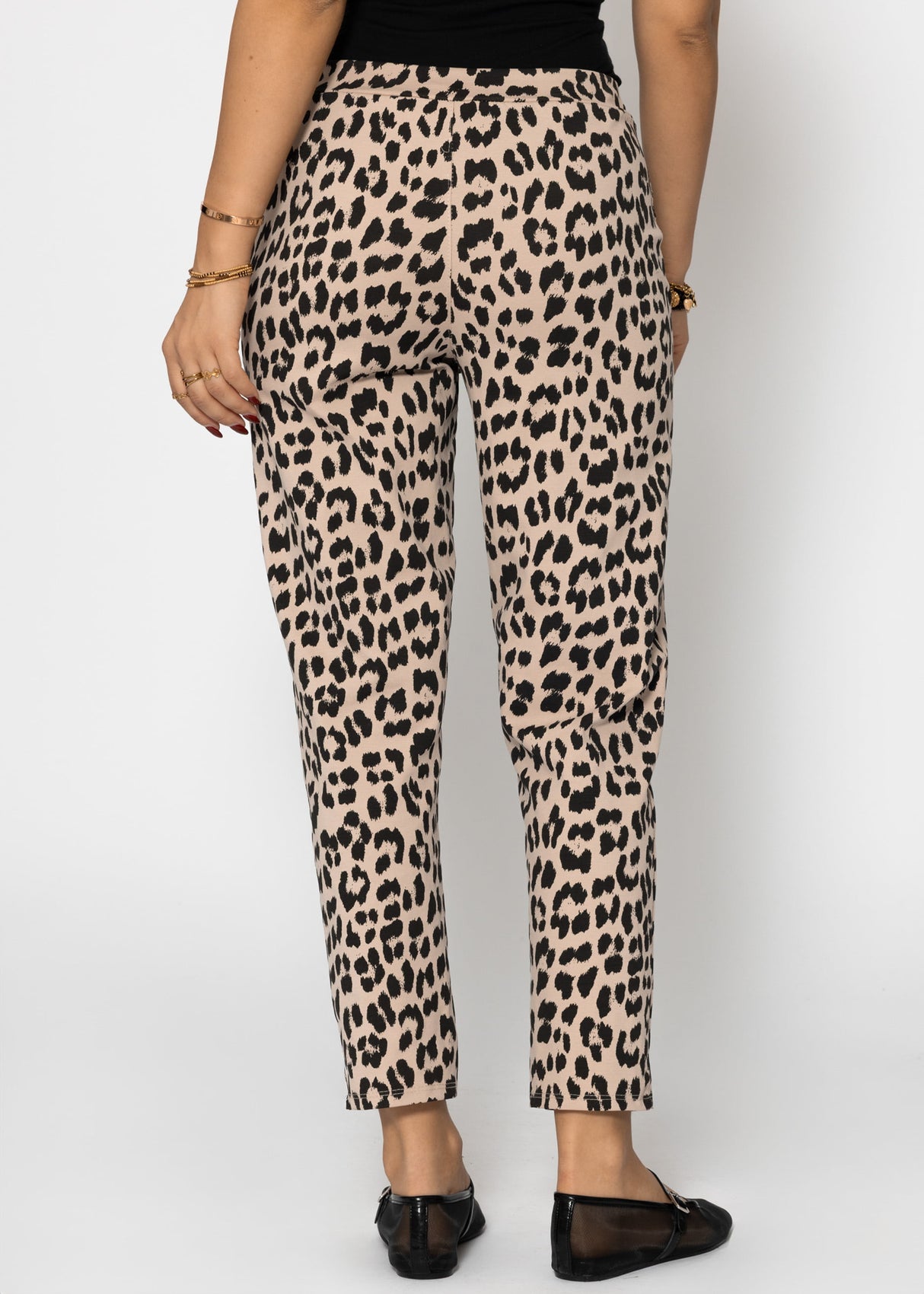 Jersey Chinos in Leo-Print - beige