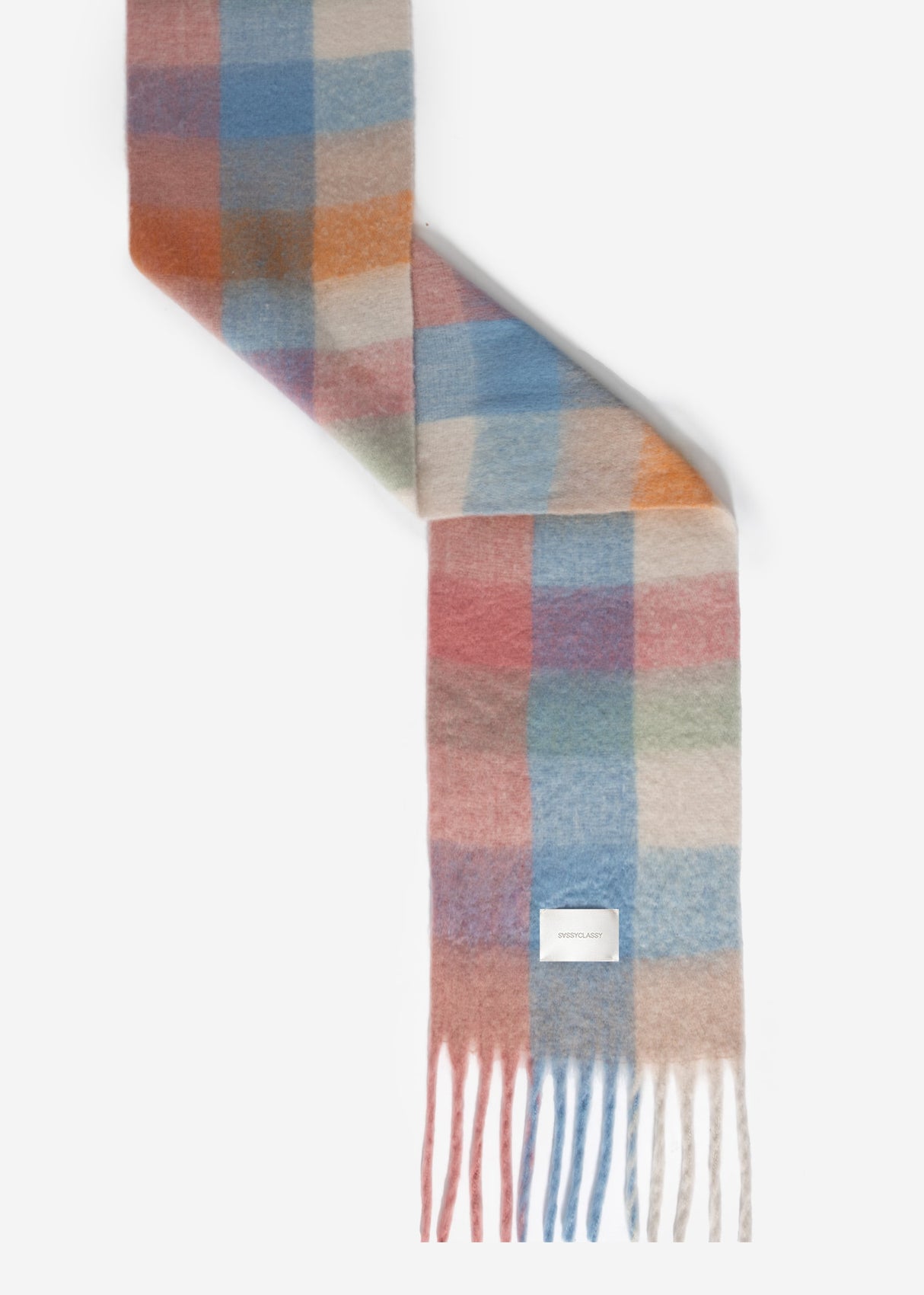 Karierter flauschiger Schal - rosa-blau-grün