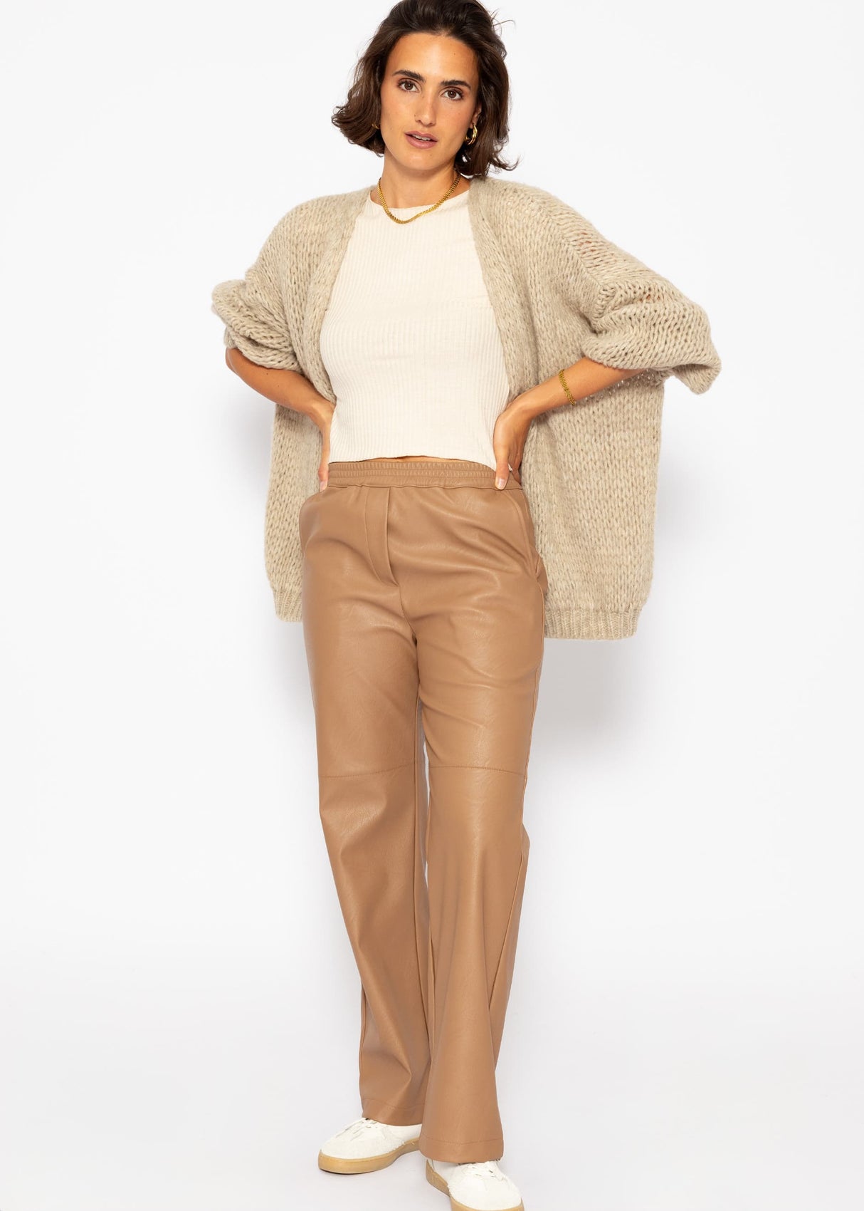 Faux leather pants - camel