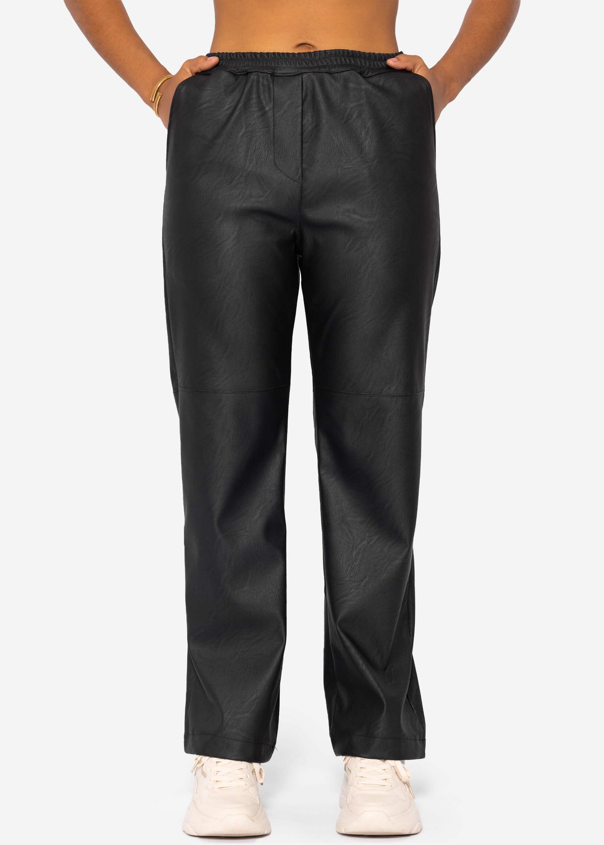 Faux leather pants - black