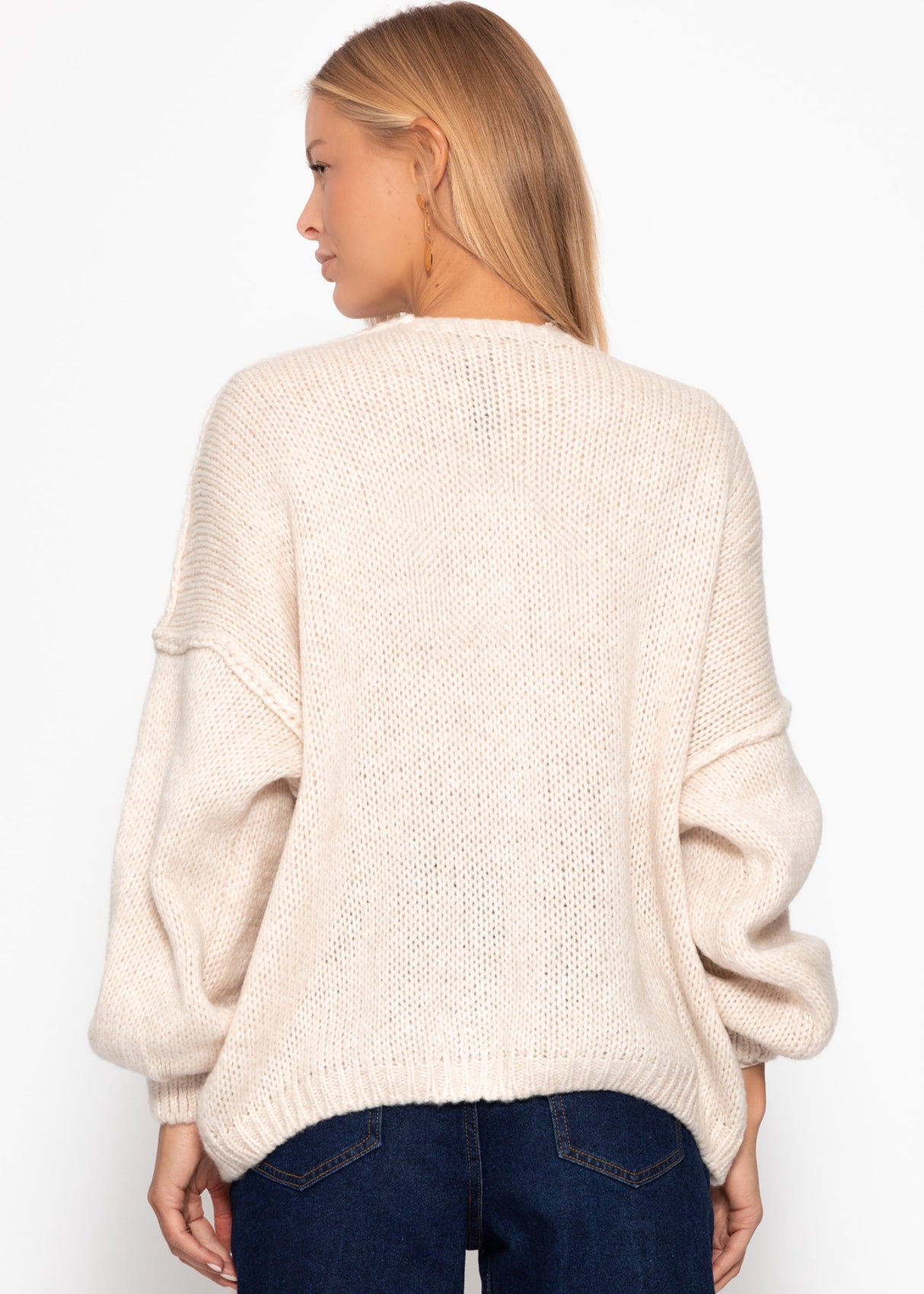 Lässiger Cardigan mit Außennähten - beige