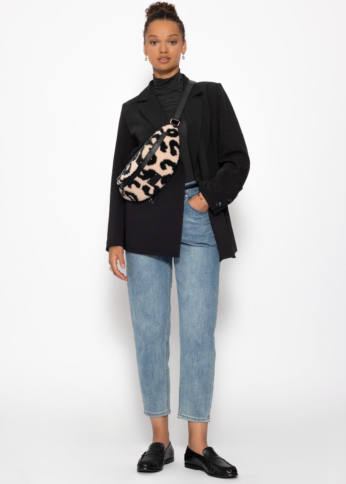 Langarm Shirt mit Rollkragen - schwarz