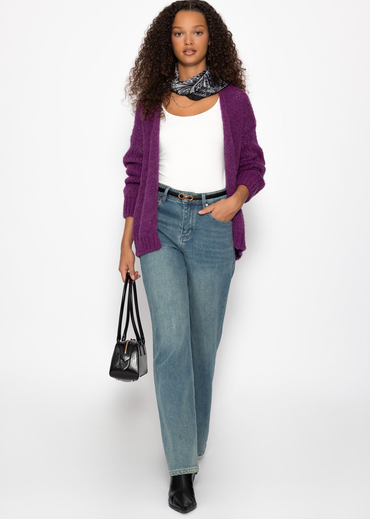 Langarmshirt mit Ausschnitt - offwhite