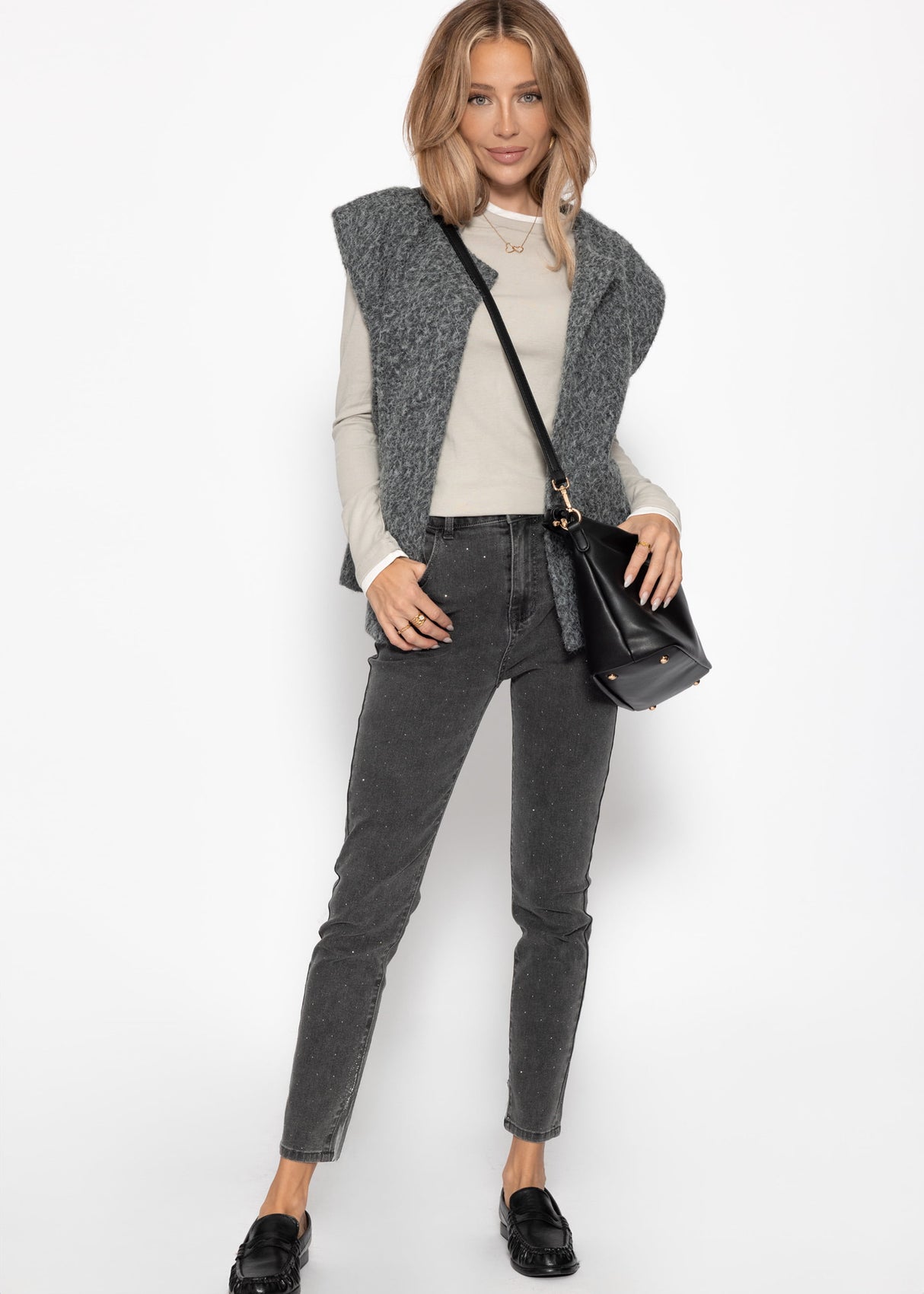 Langarmshirt mit Kontrasteinsätzen - taupe