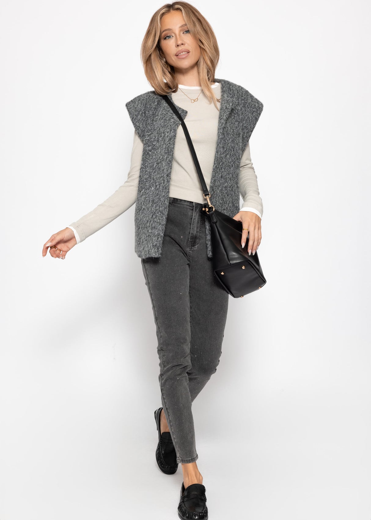 Langarmshirt mit Kontrasteinsätzen - taupe