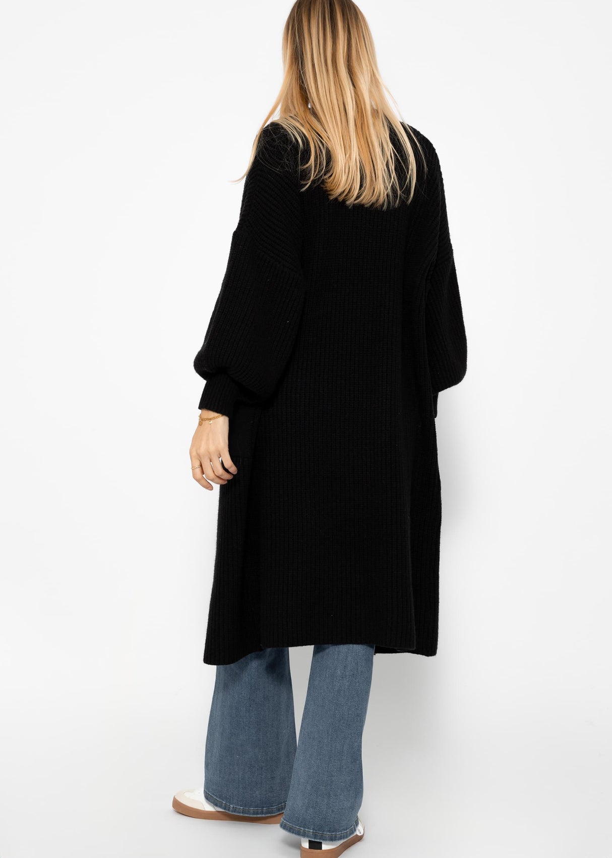 Long super soft cardigan with pockets - black
