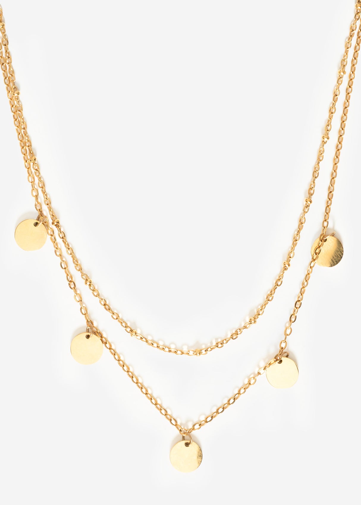 Layering Halskette mit Plättchen - gold