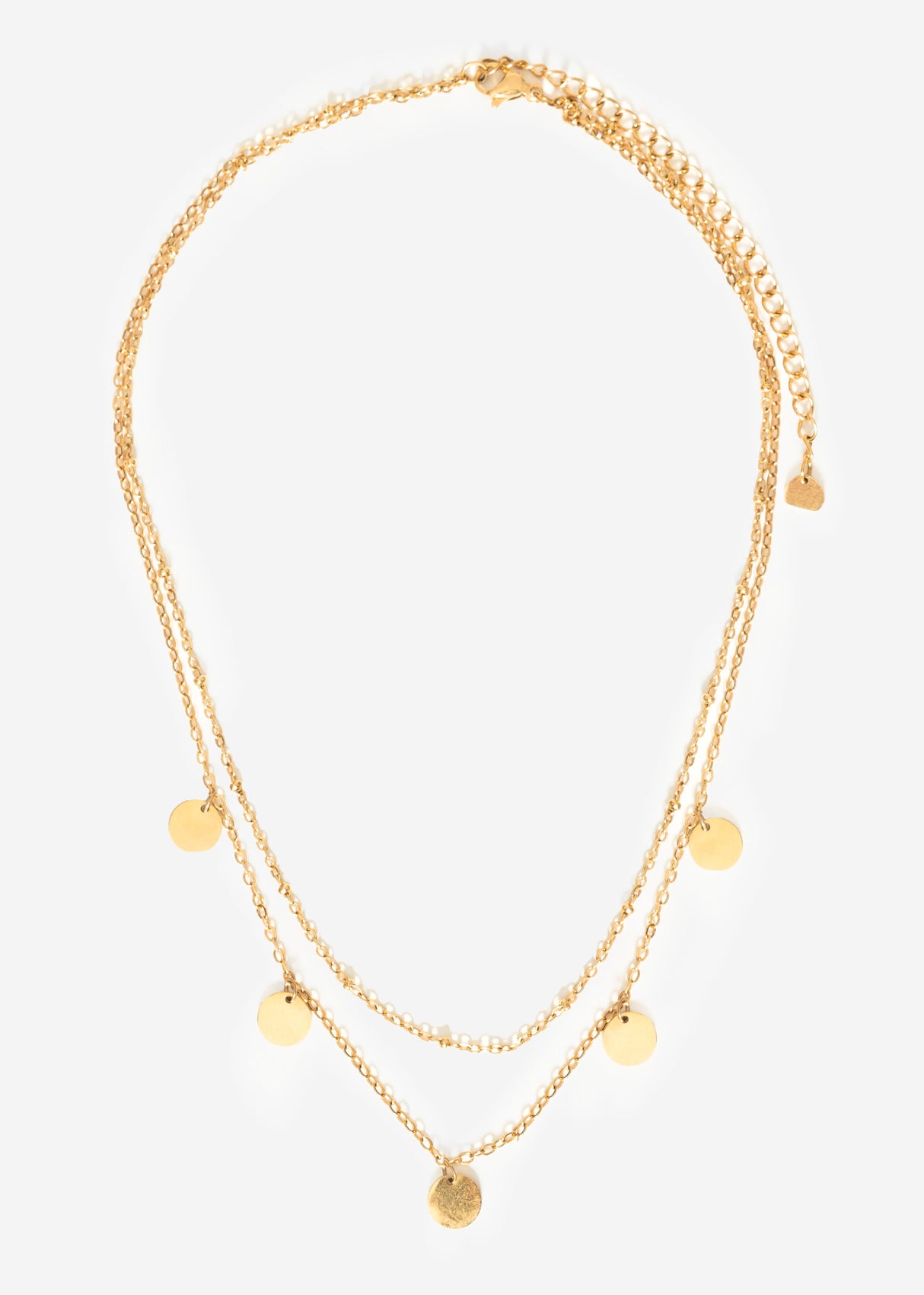 Layering Halskette mit Plättchen - gold