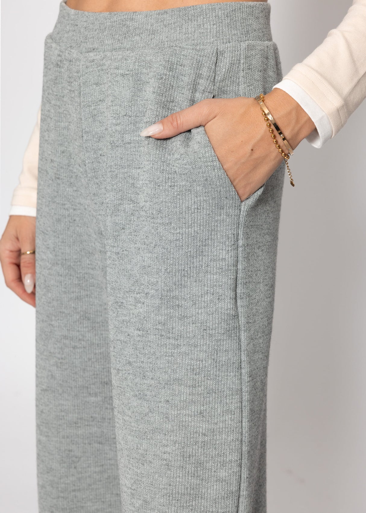 Loungewear Hose in Rippoptik - grau