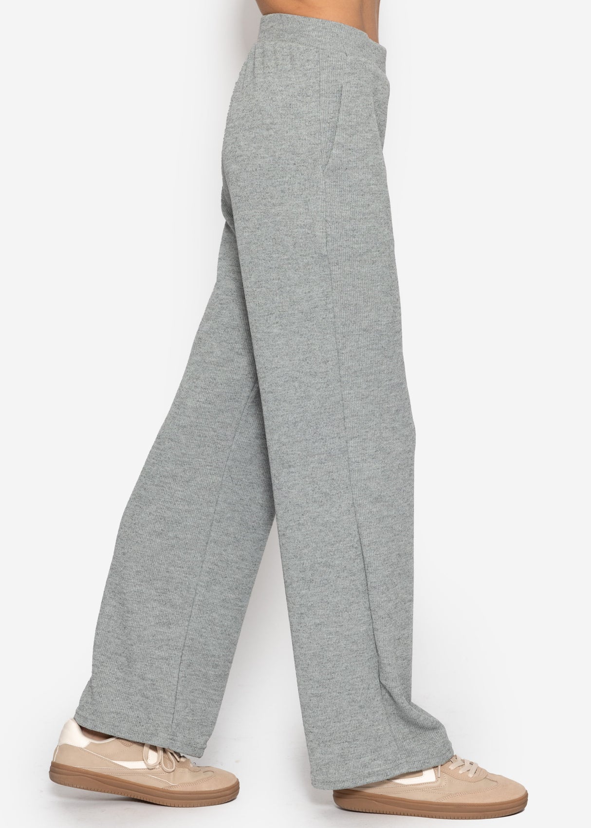 Loungewear Hose in Rippoptik - grau