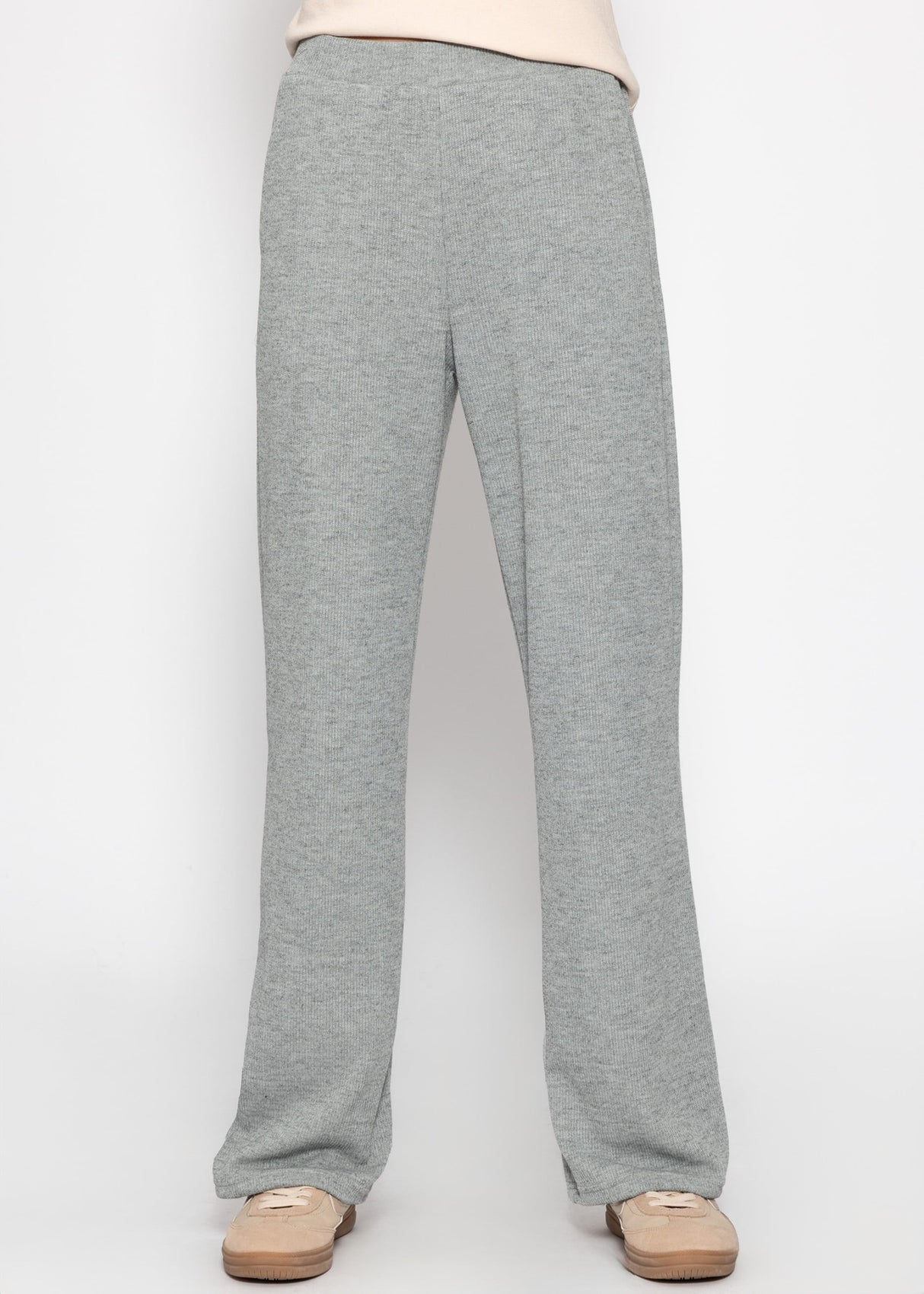 Loungewear Hose in Rippoptik - grau