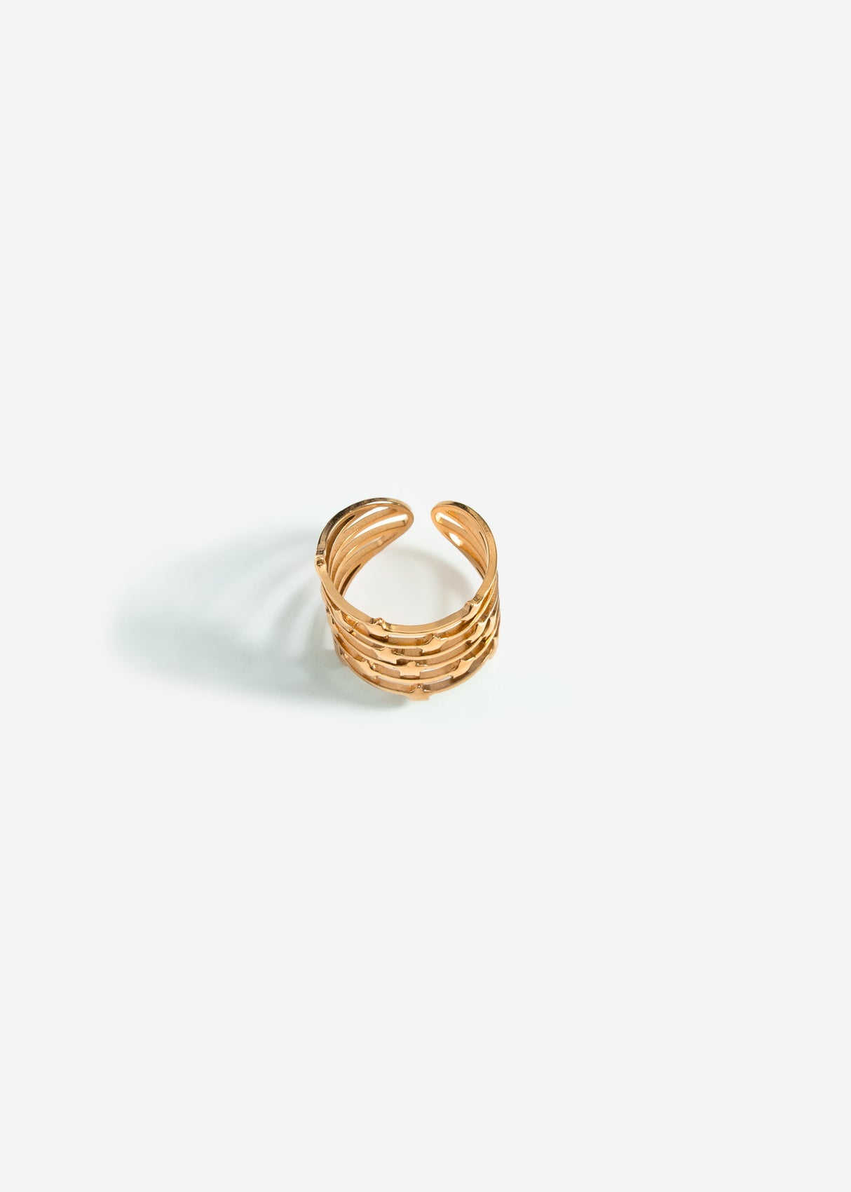 Multi-row ring with stars - gold