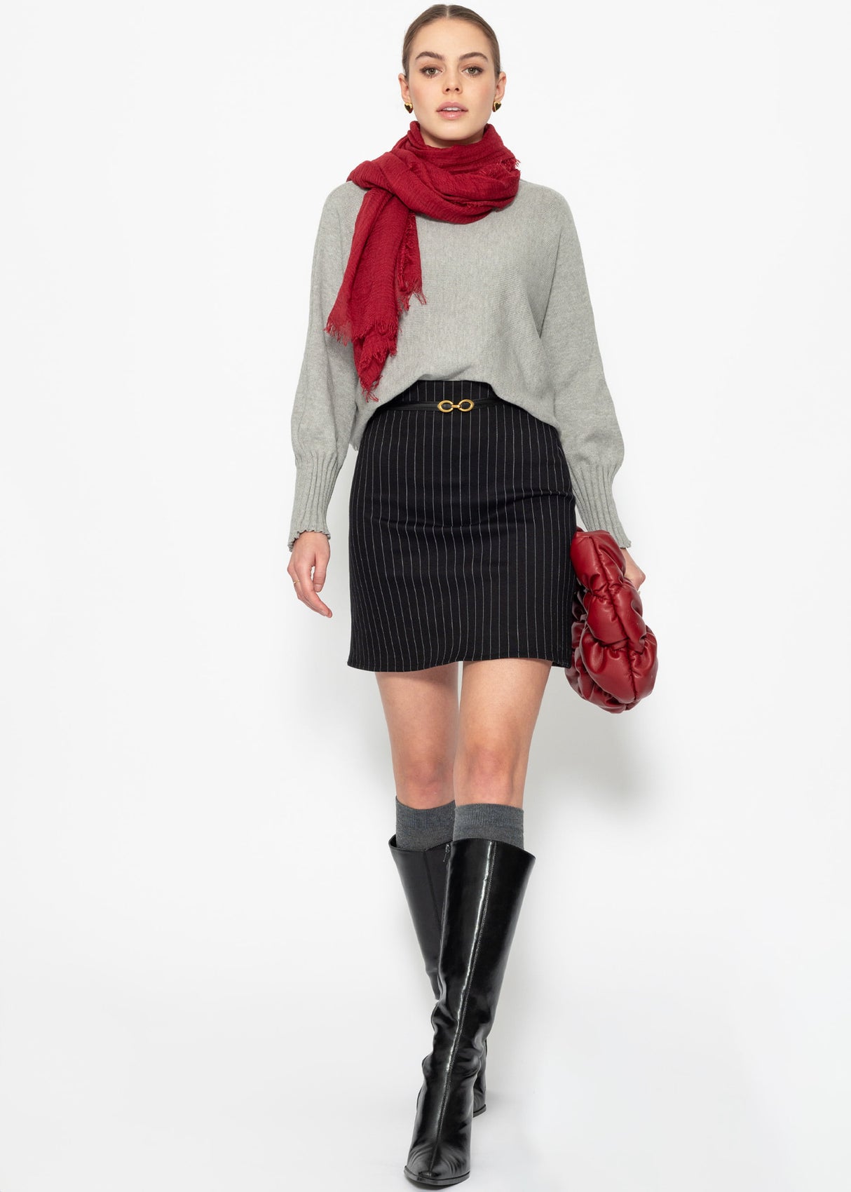 Mini Rock mit Nadelstreifen - schwarz