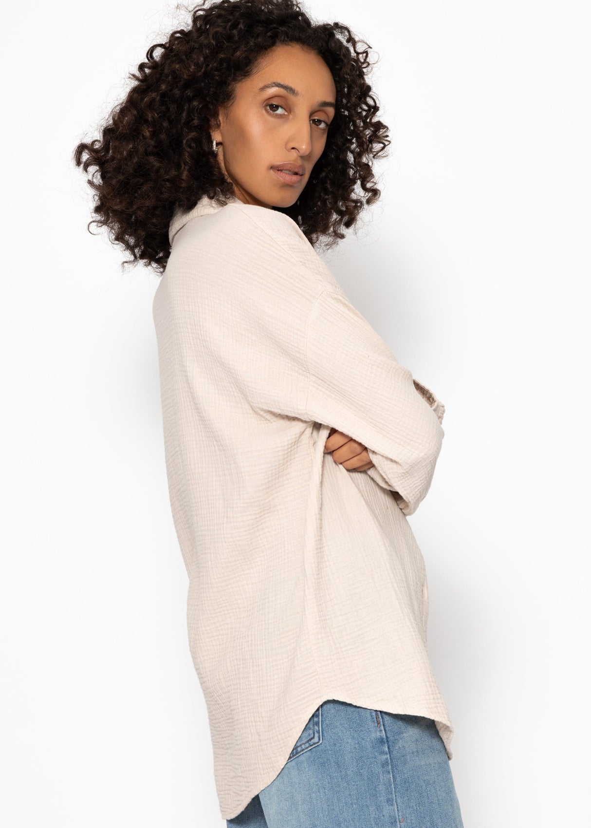 Musselin Bluse im Regular Fit - beige