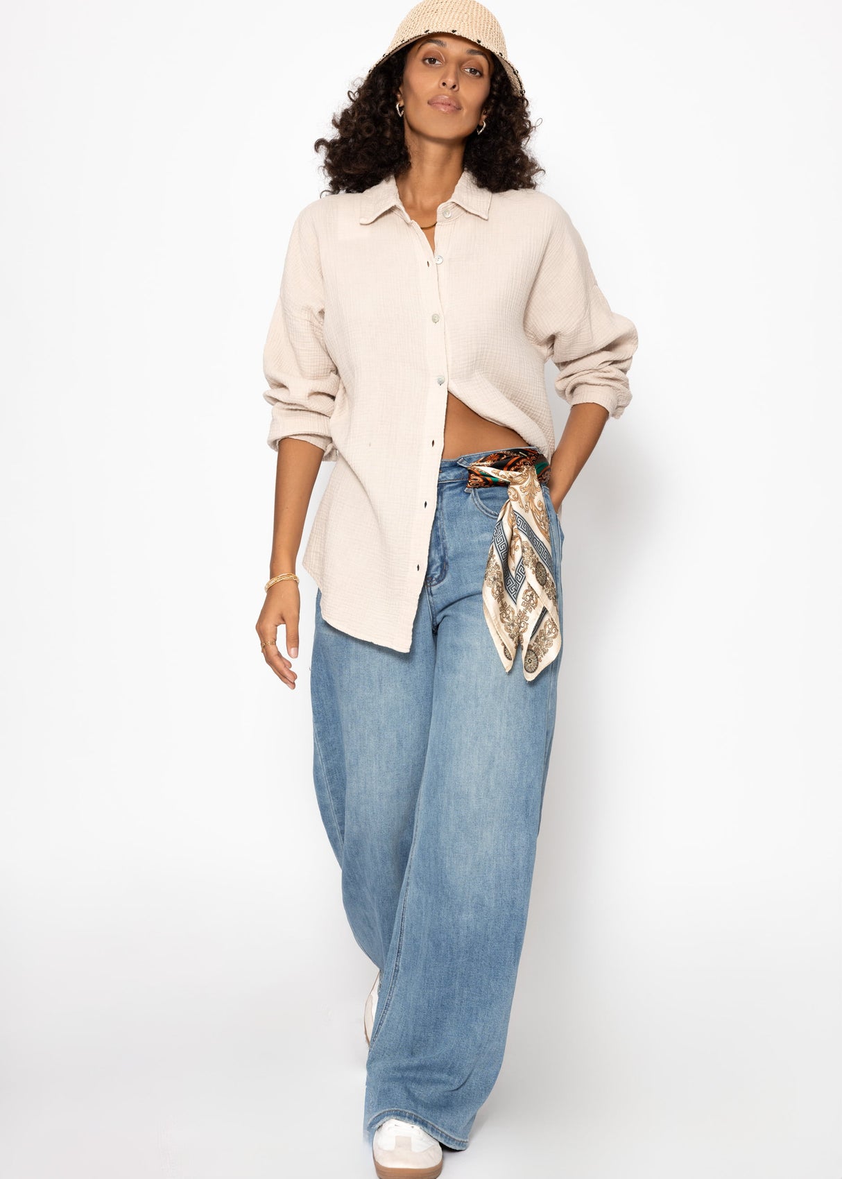 Musselin Bluse im Regular Fit - beige