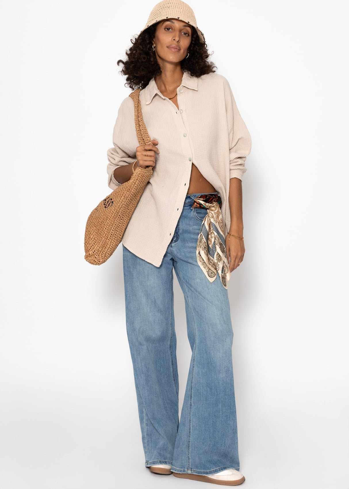 Musselin Bluse im Regular Fit - beige