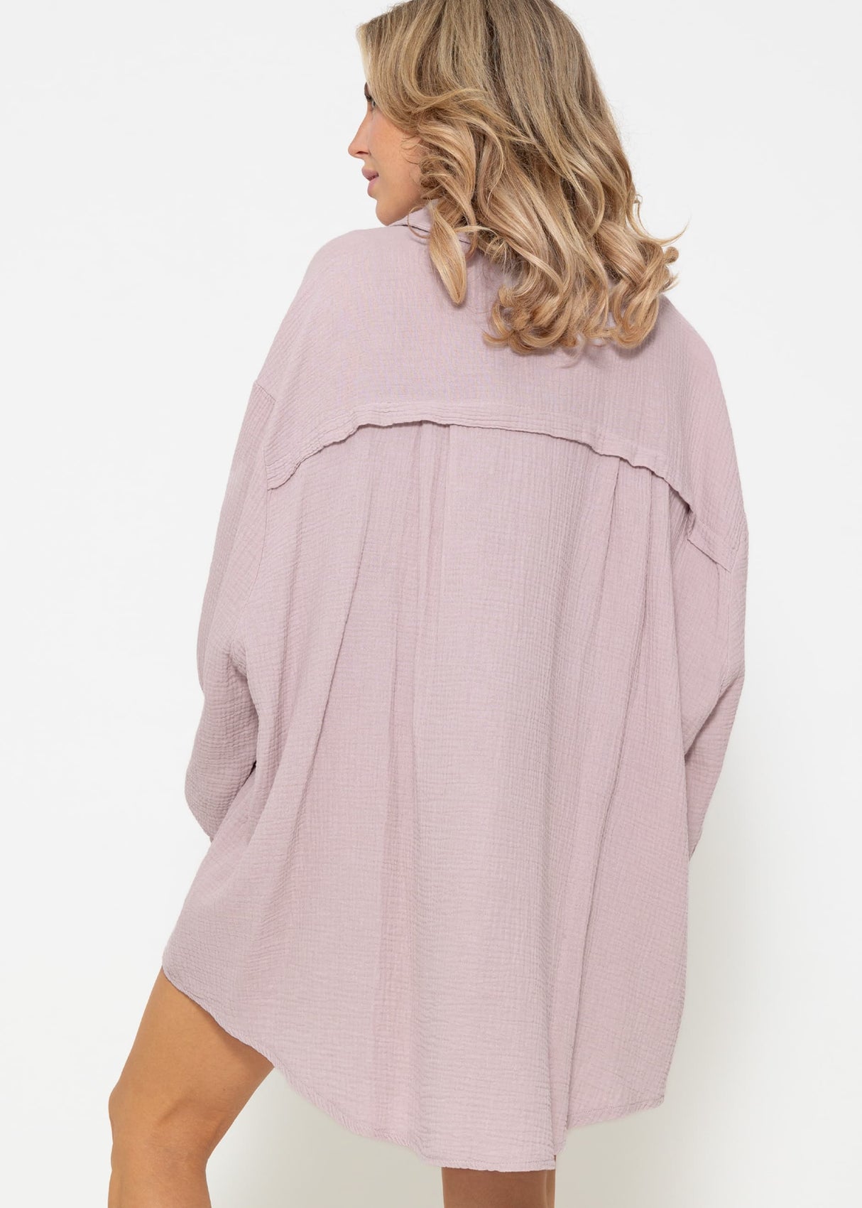 Musselin Bluse oversize, puderrosa