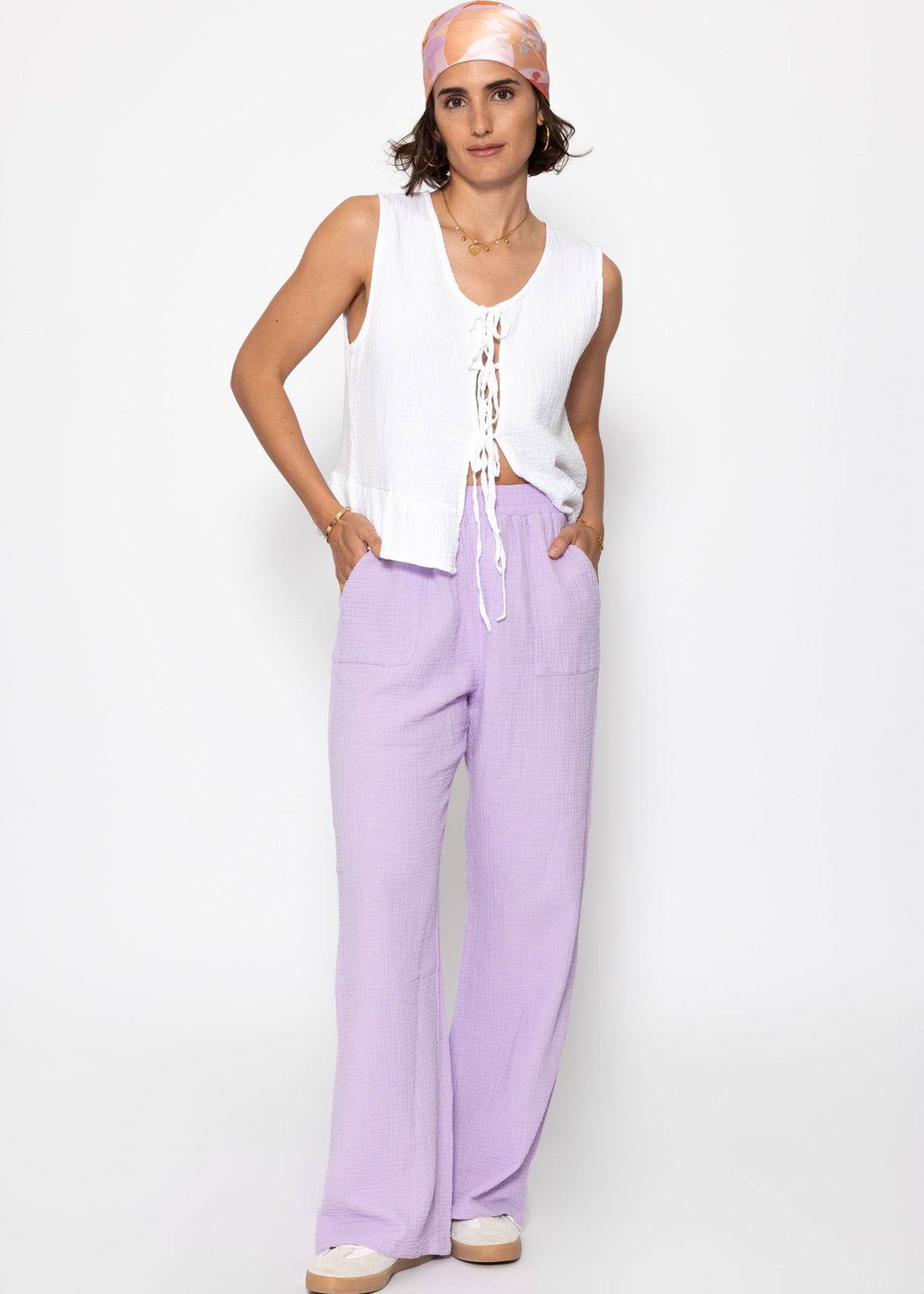 Musselin Hose - flieder