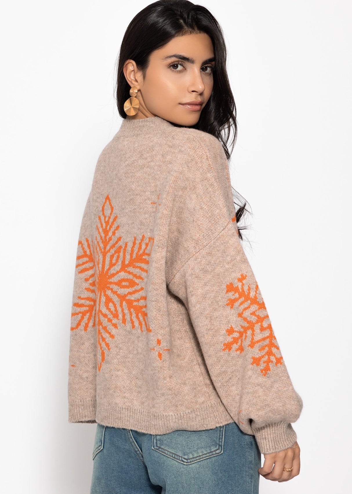Sweater with snowflake - beige