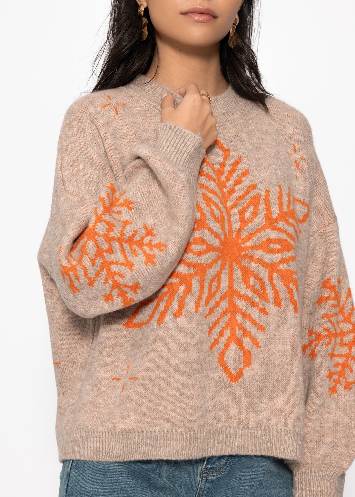 Sweater with snowflake - beige