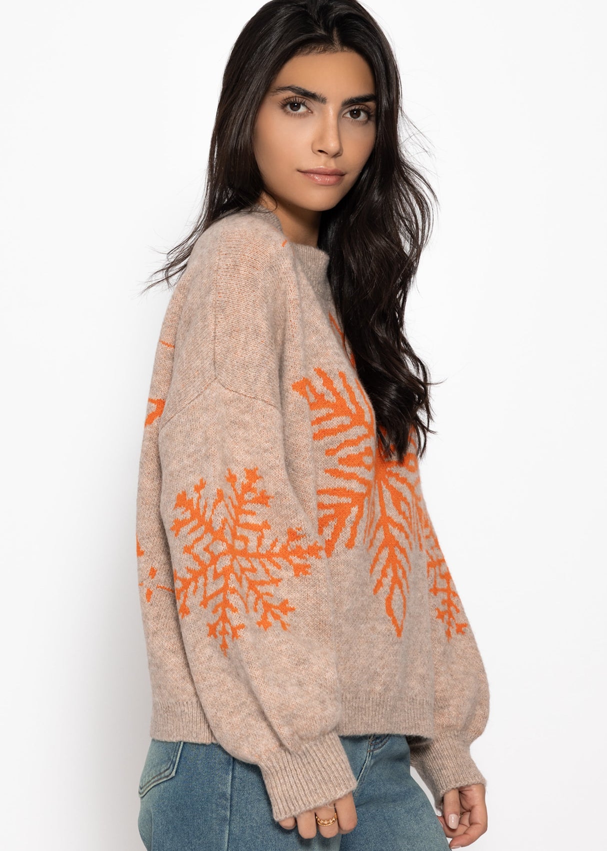 Sweater with snowflake - beige