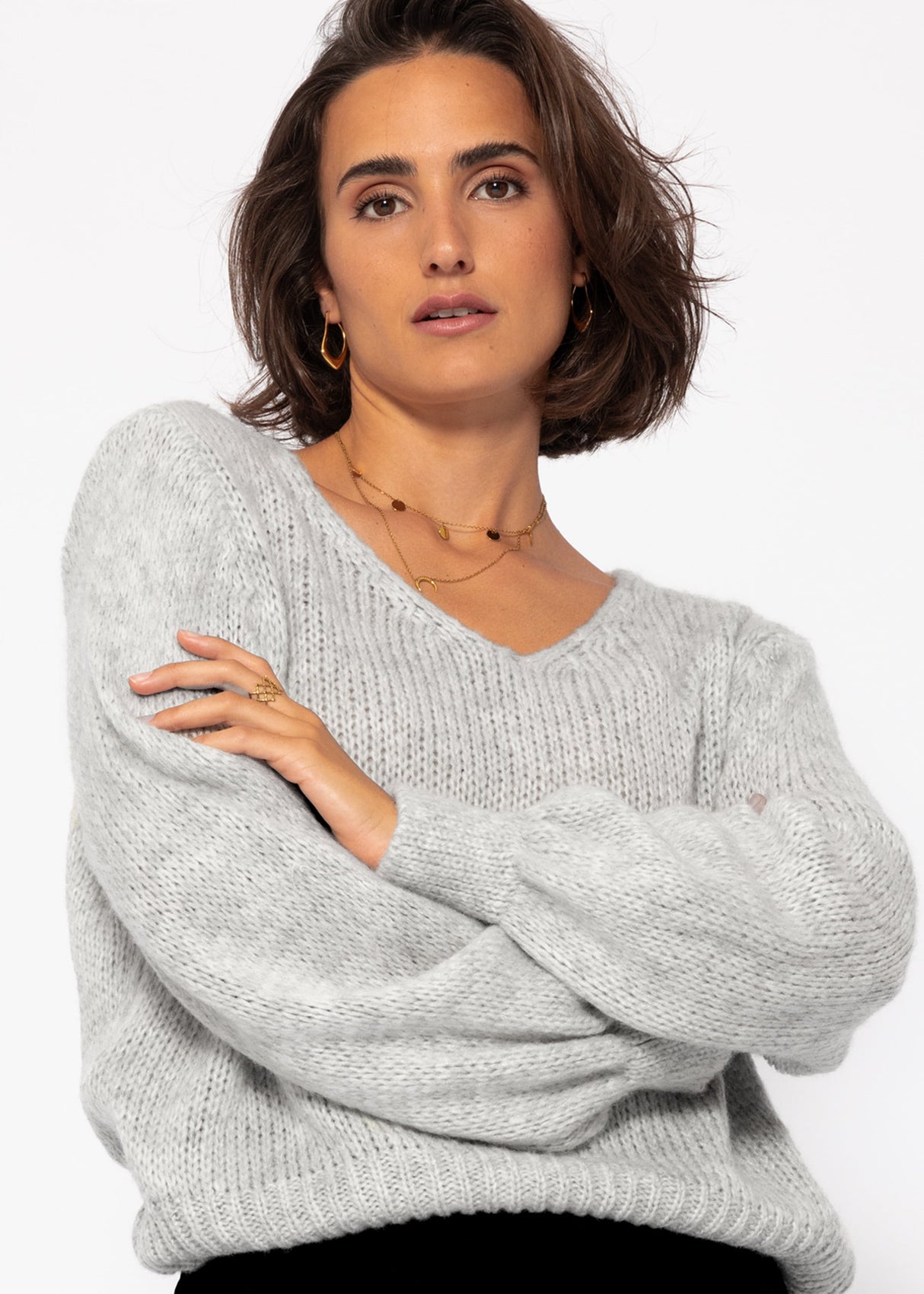 V-neck sweater - light grey
