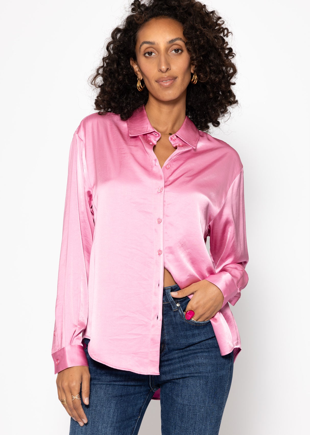 Satin blouse - pink