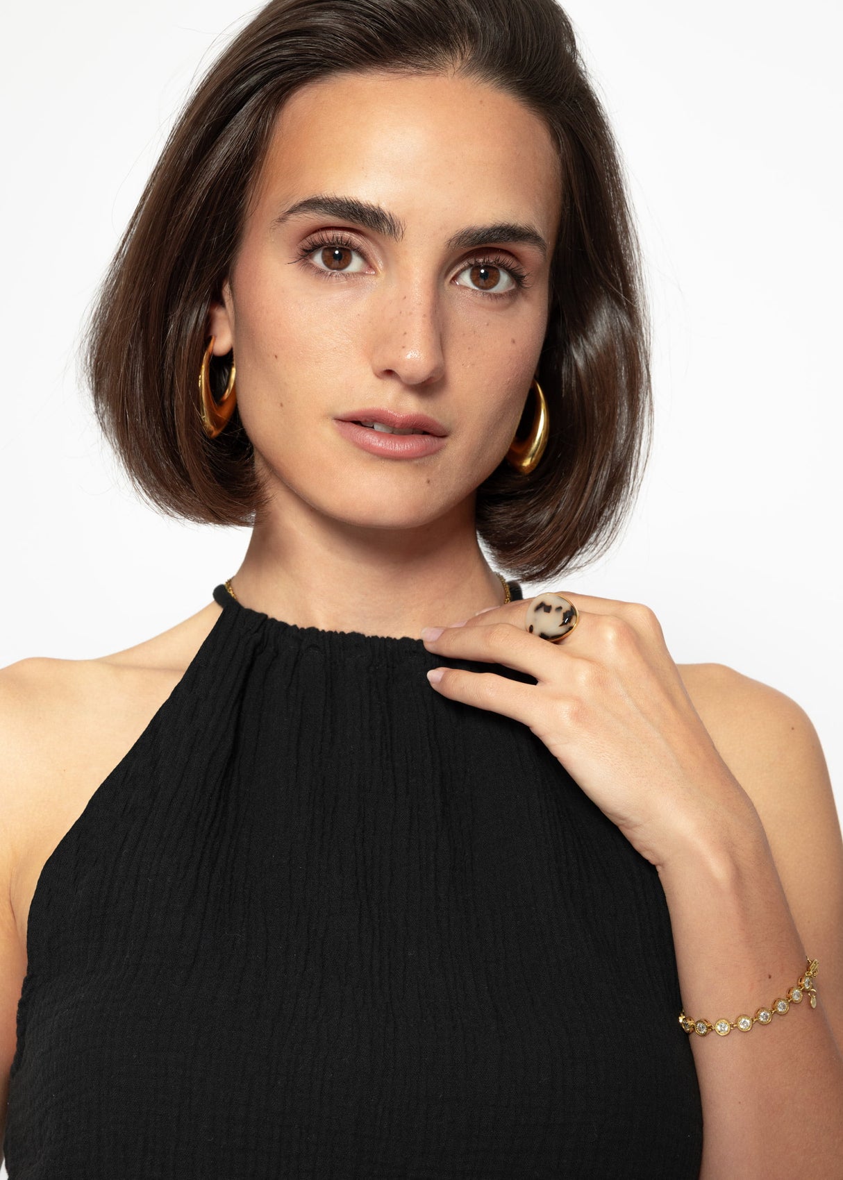 Shoulder -free Musselin Top - Black