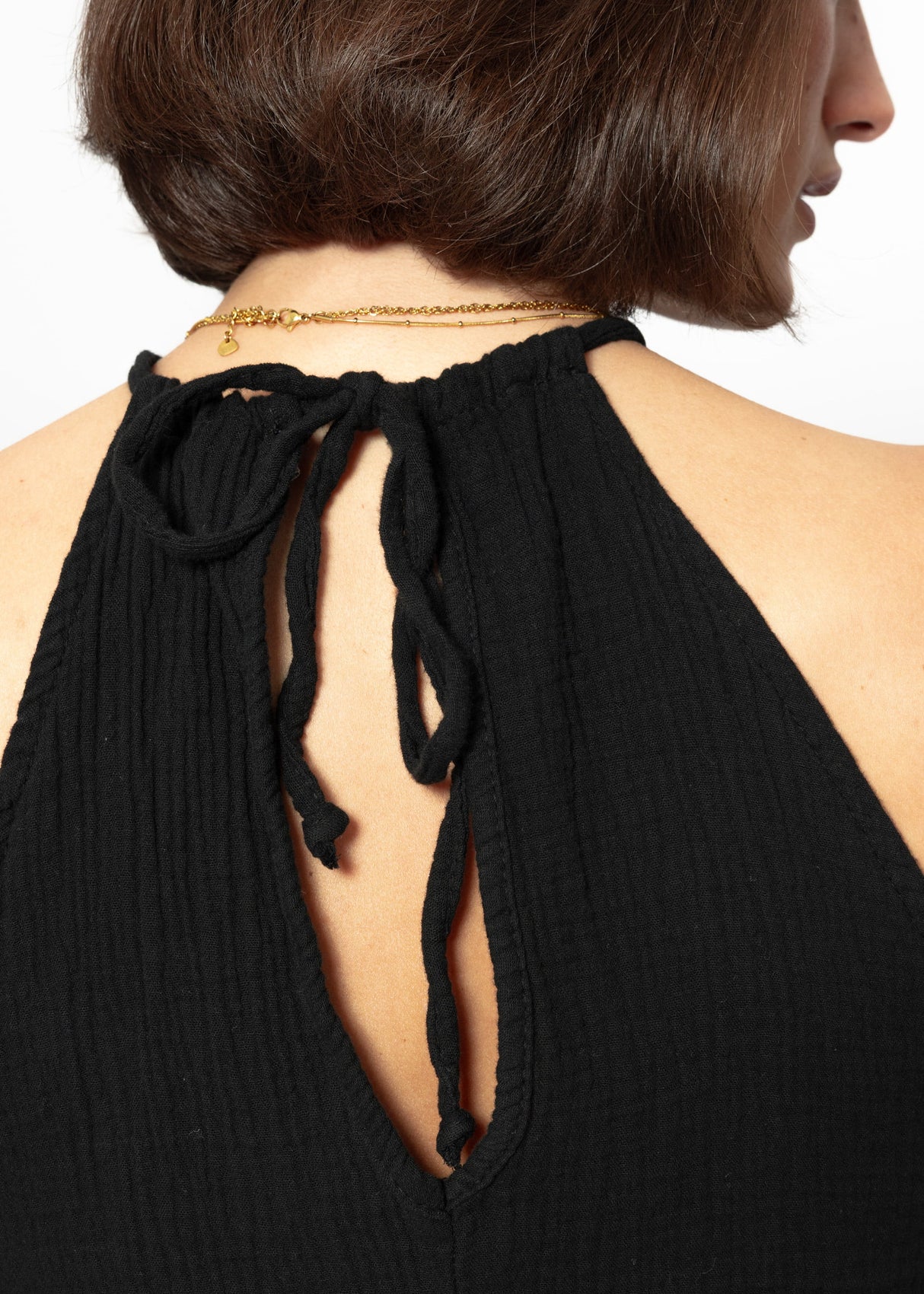 Shoulder -free Musselin Top - Black