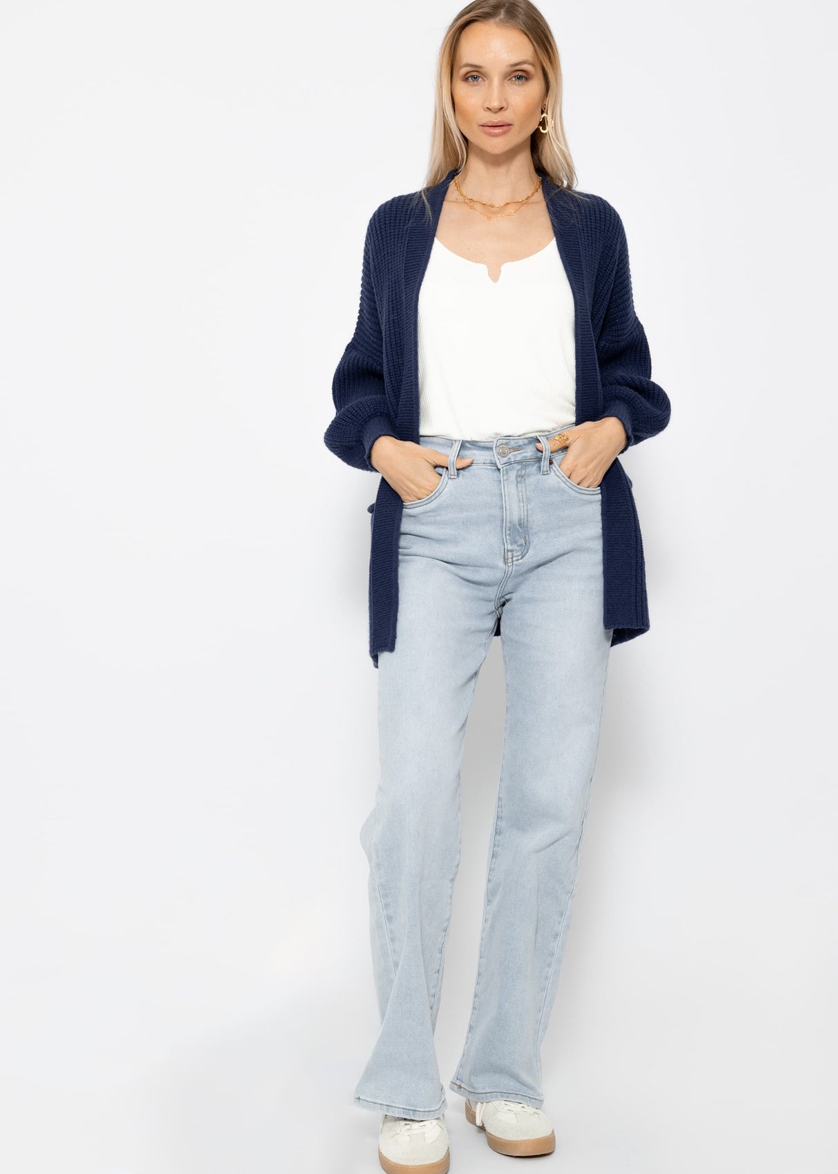 Soft Strick Cardigan mit Taschen - dunkelblau