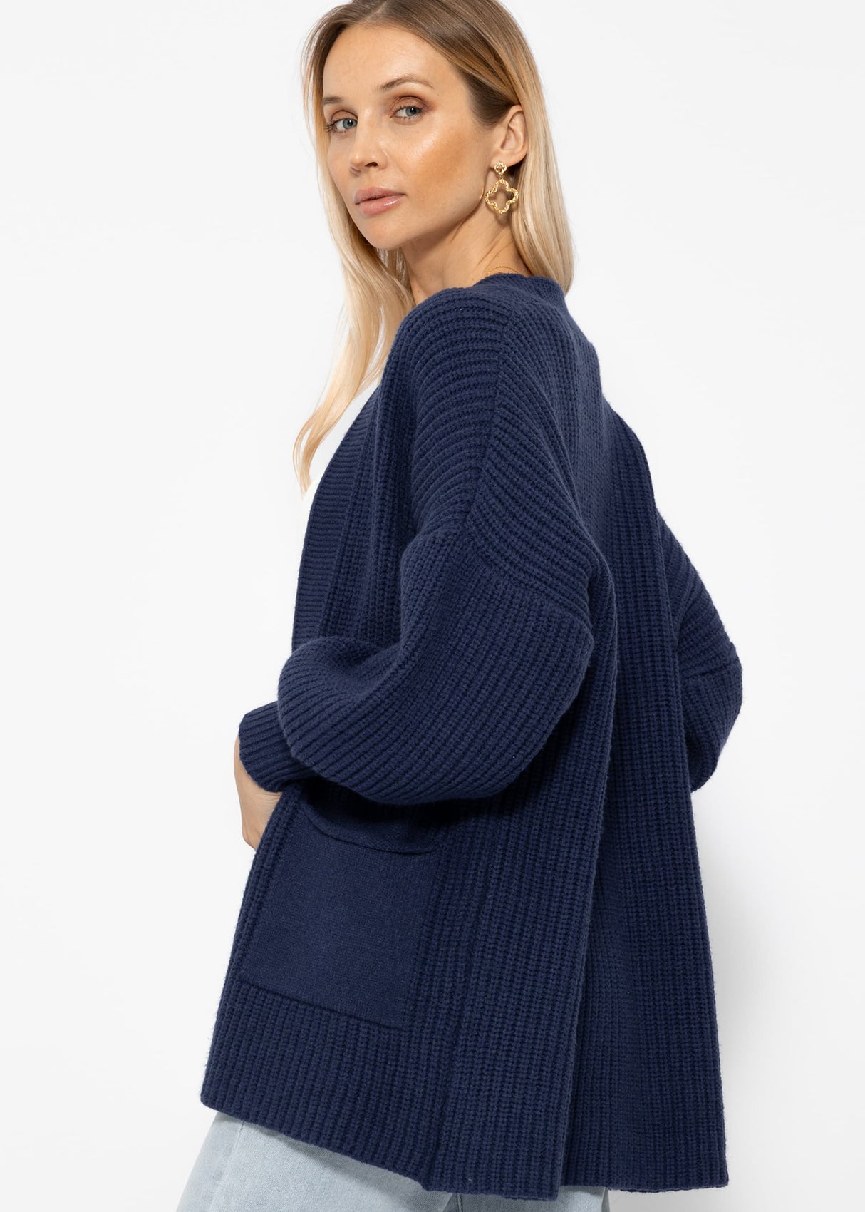 Soft Strick Cardigan mit Taschen - dunkelblau