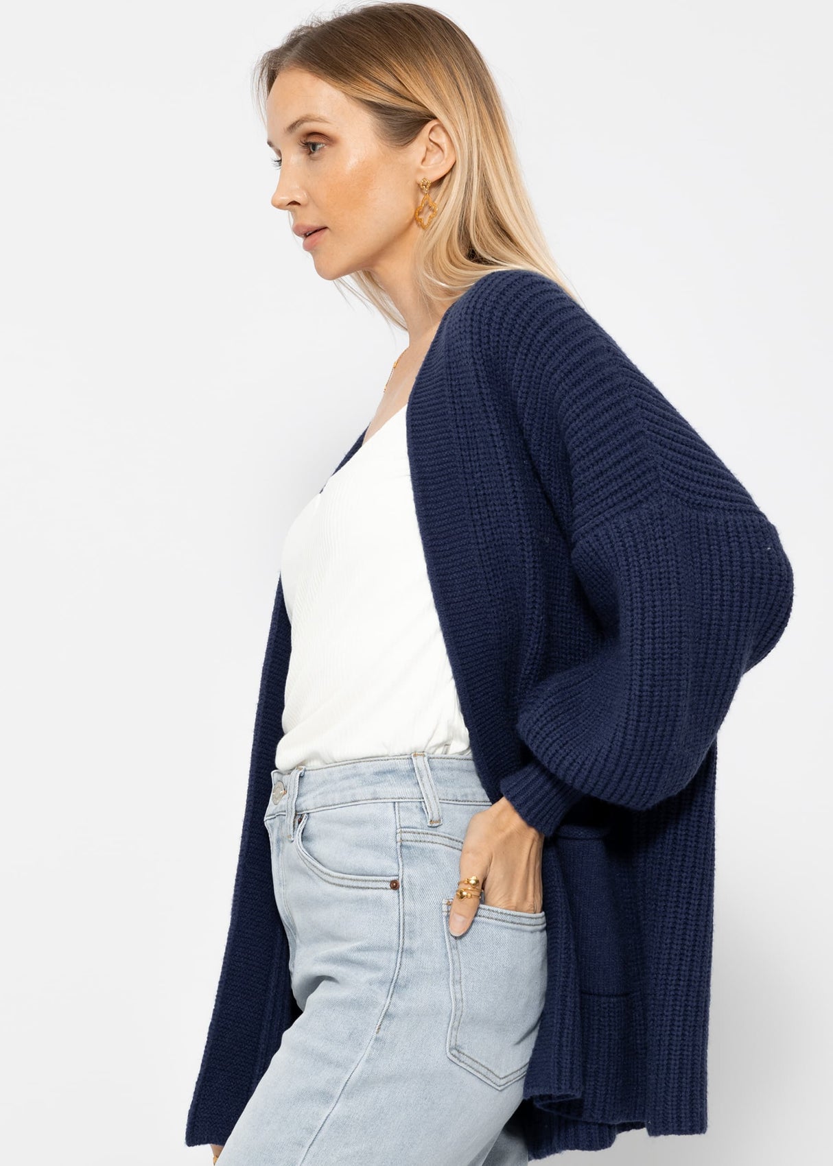 Soft Strick Cardigan mit Taschen - dunkelblau