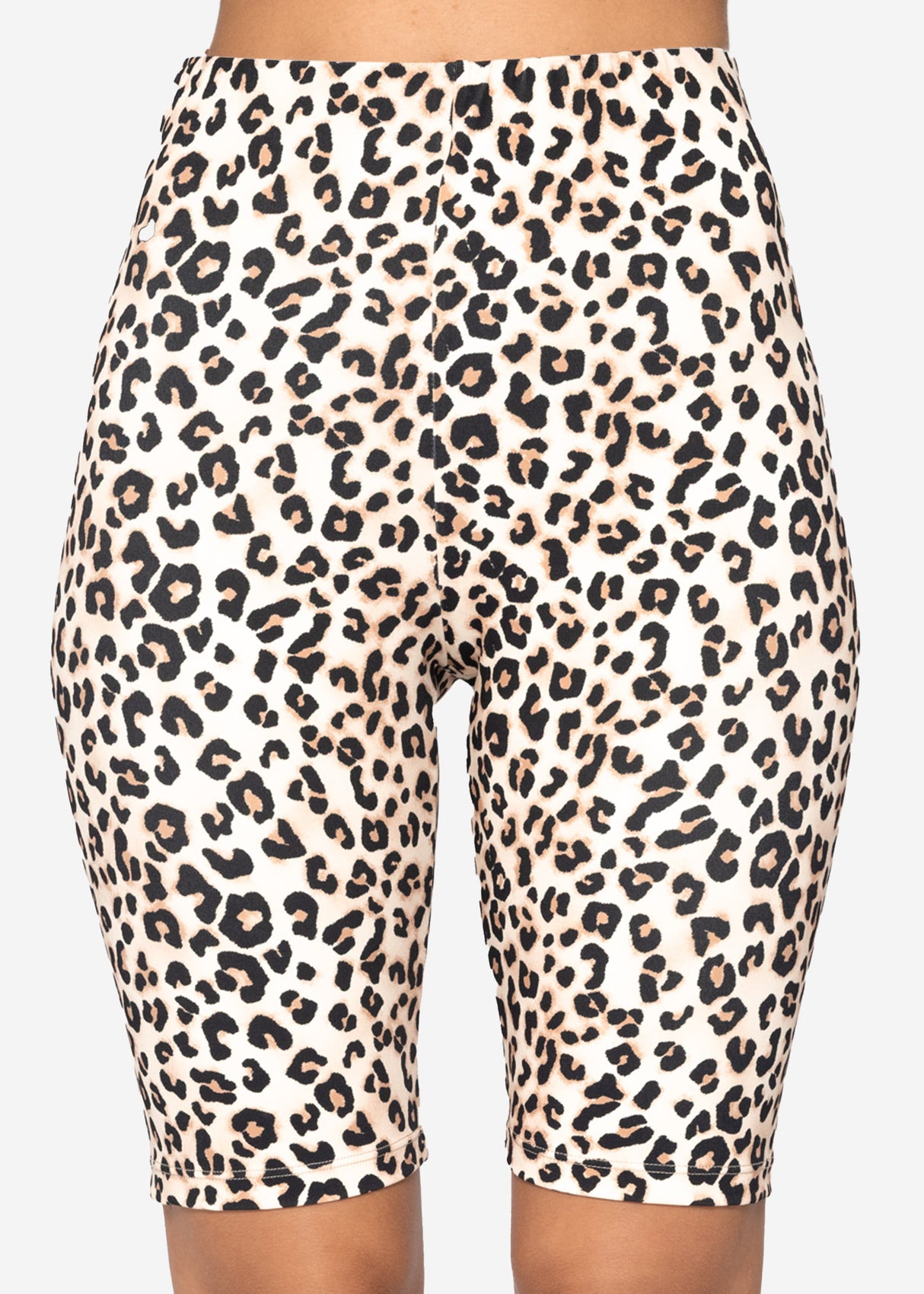 Sport Radler Hose mit Leo-Print - beige