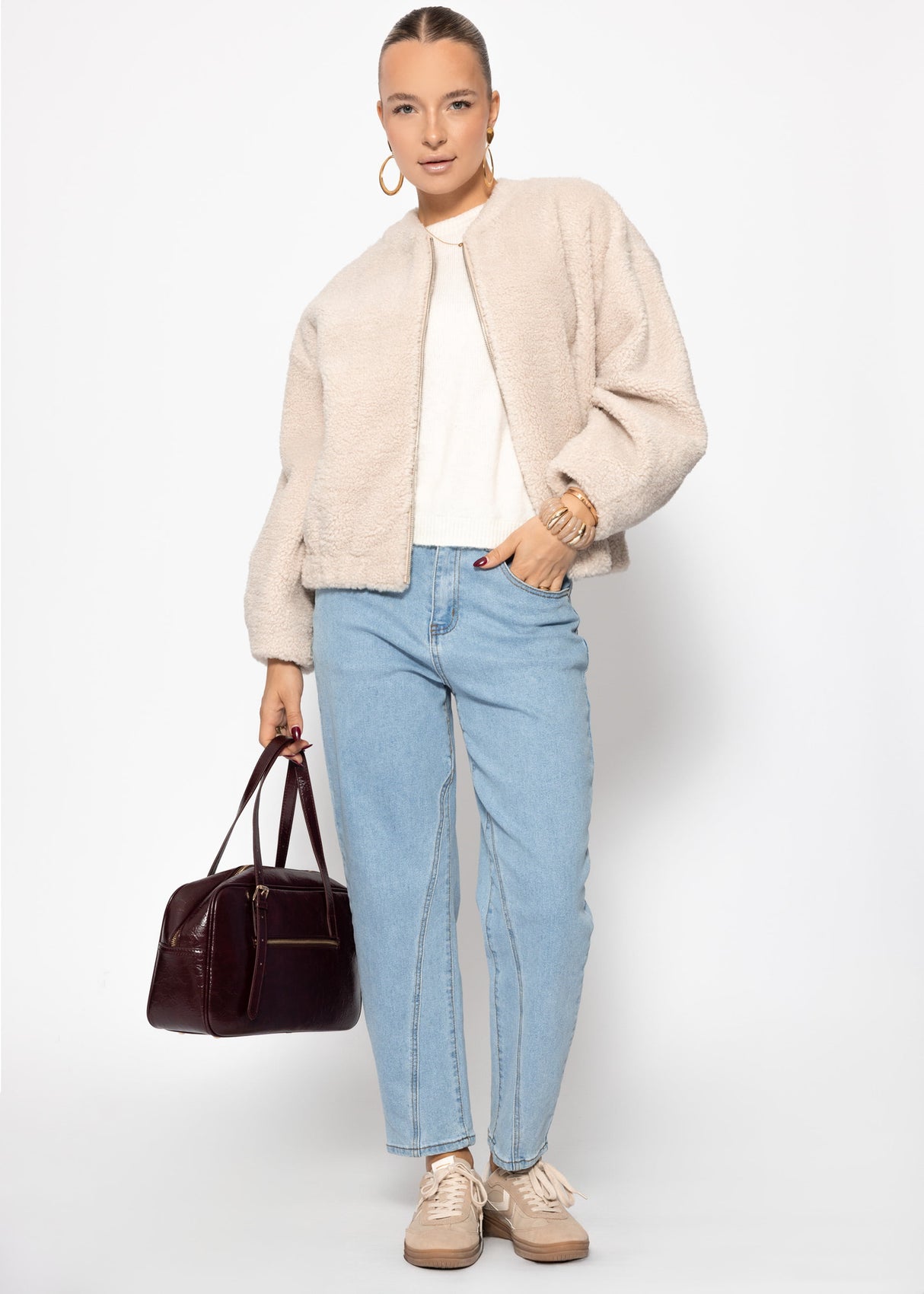 Knitted sweater with cable knit detail - Off-white