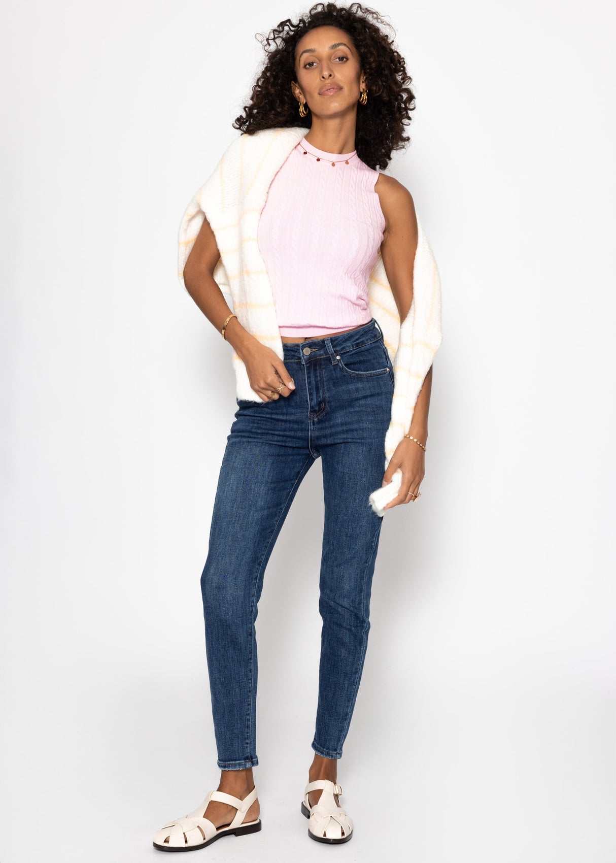 Stricktop mit Zopfmuster - rosa