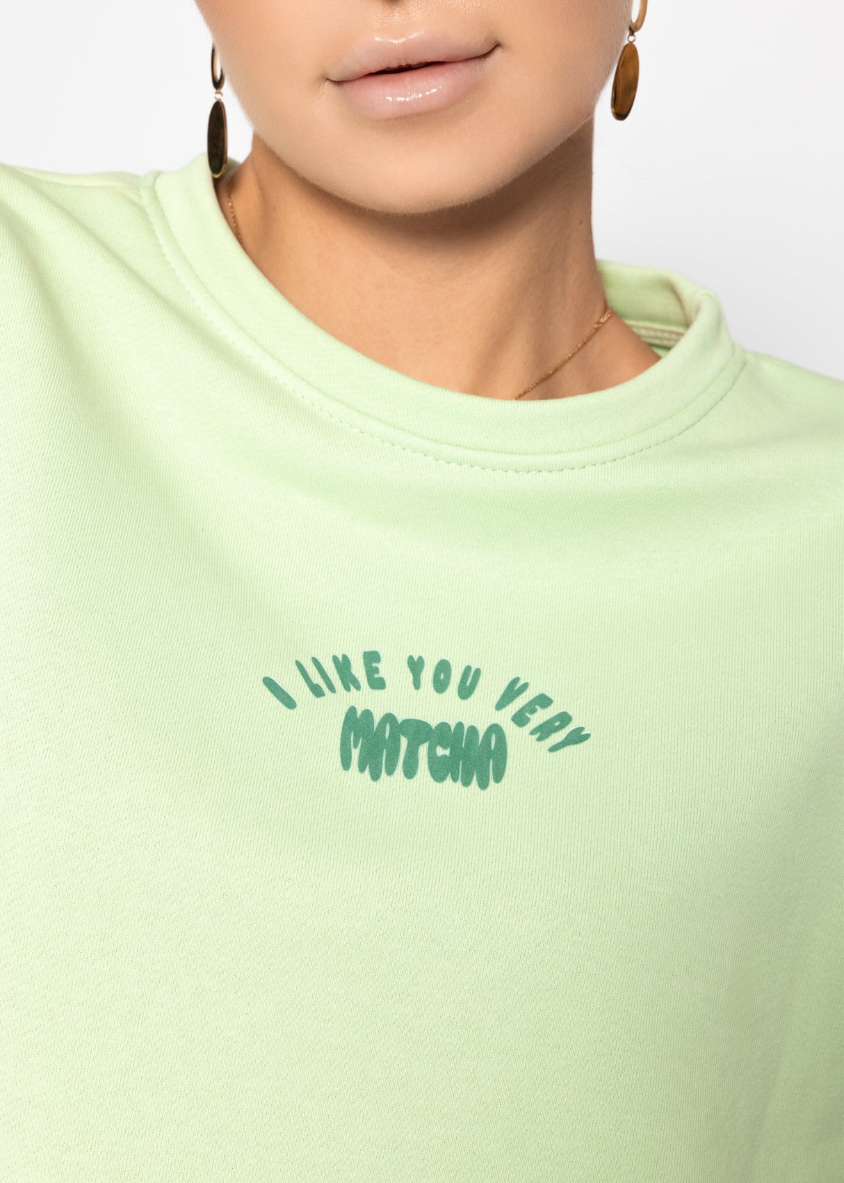 Sweatshirt with matcha print - green