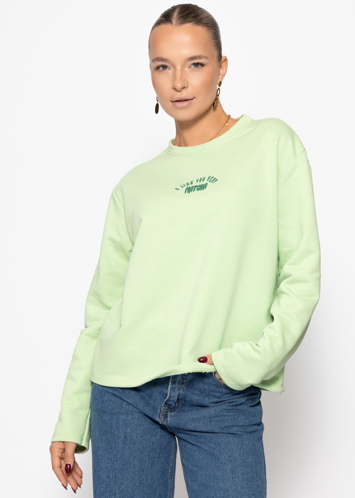 Sweatshirt with matcha print - green
