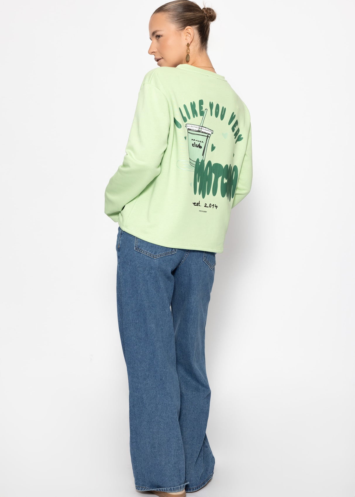 Sweatshirt with matcha print - green