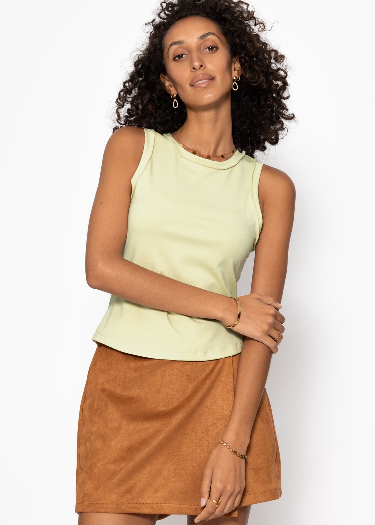 Tank top with outer seams - pistachio green
