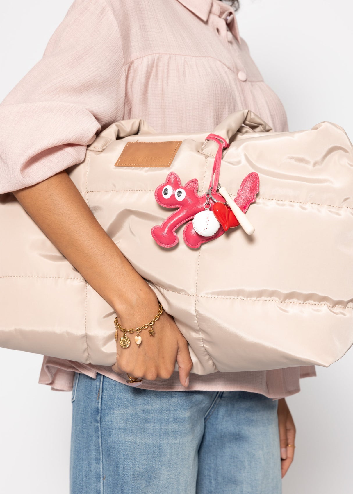 Taschenanhänger Set mit Katze und Herz - pink