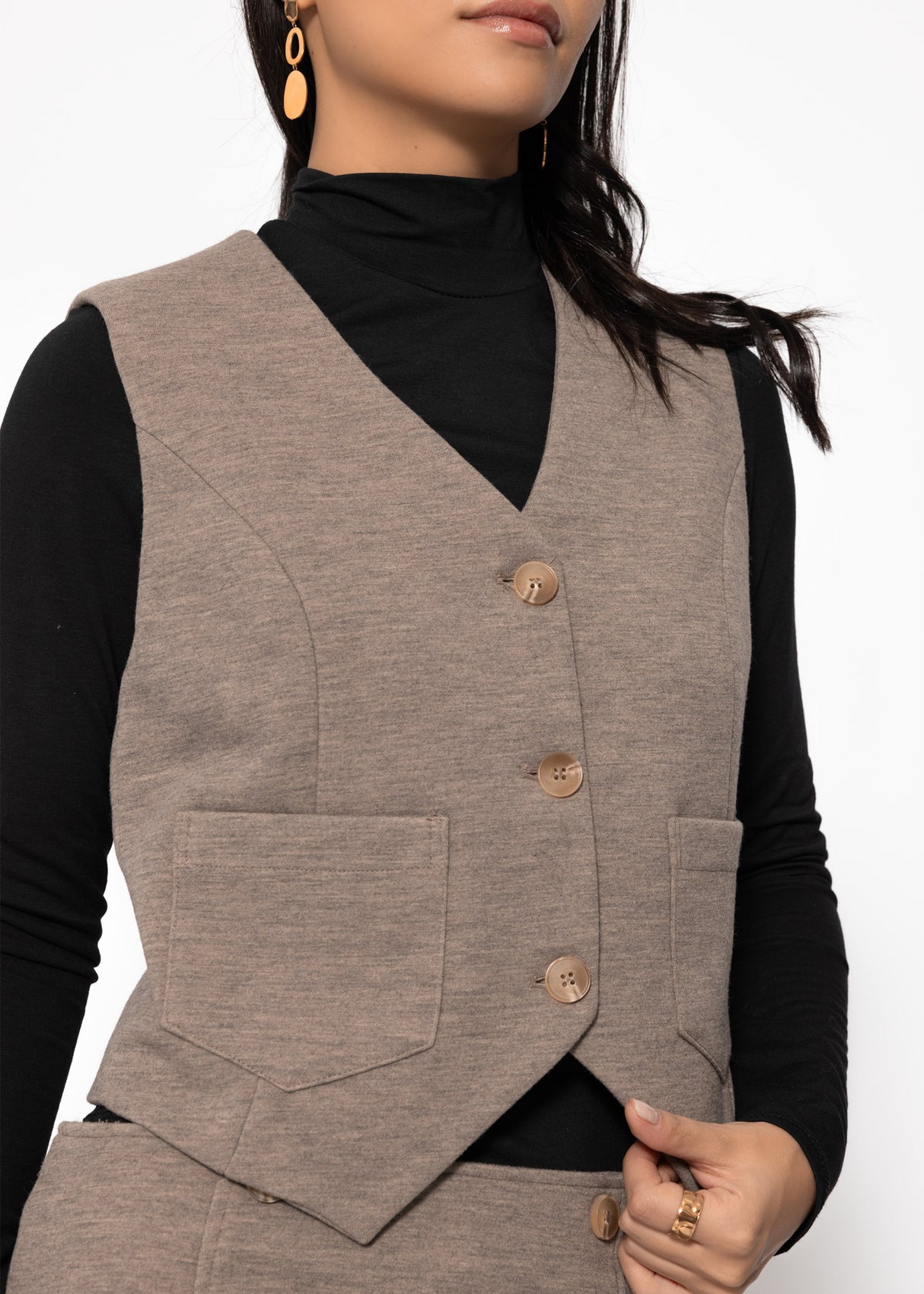 Vest with pockets - taupe