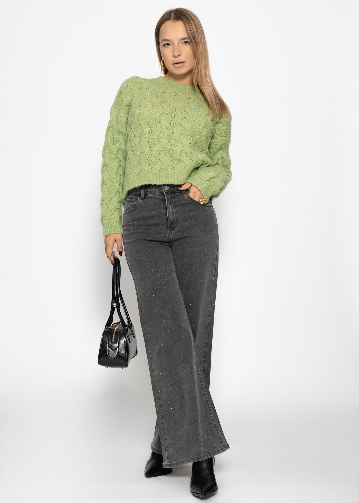 Cable knit sweater - sage green