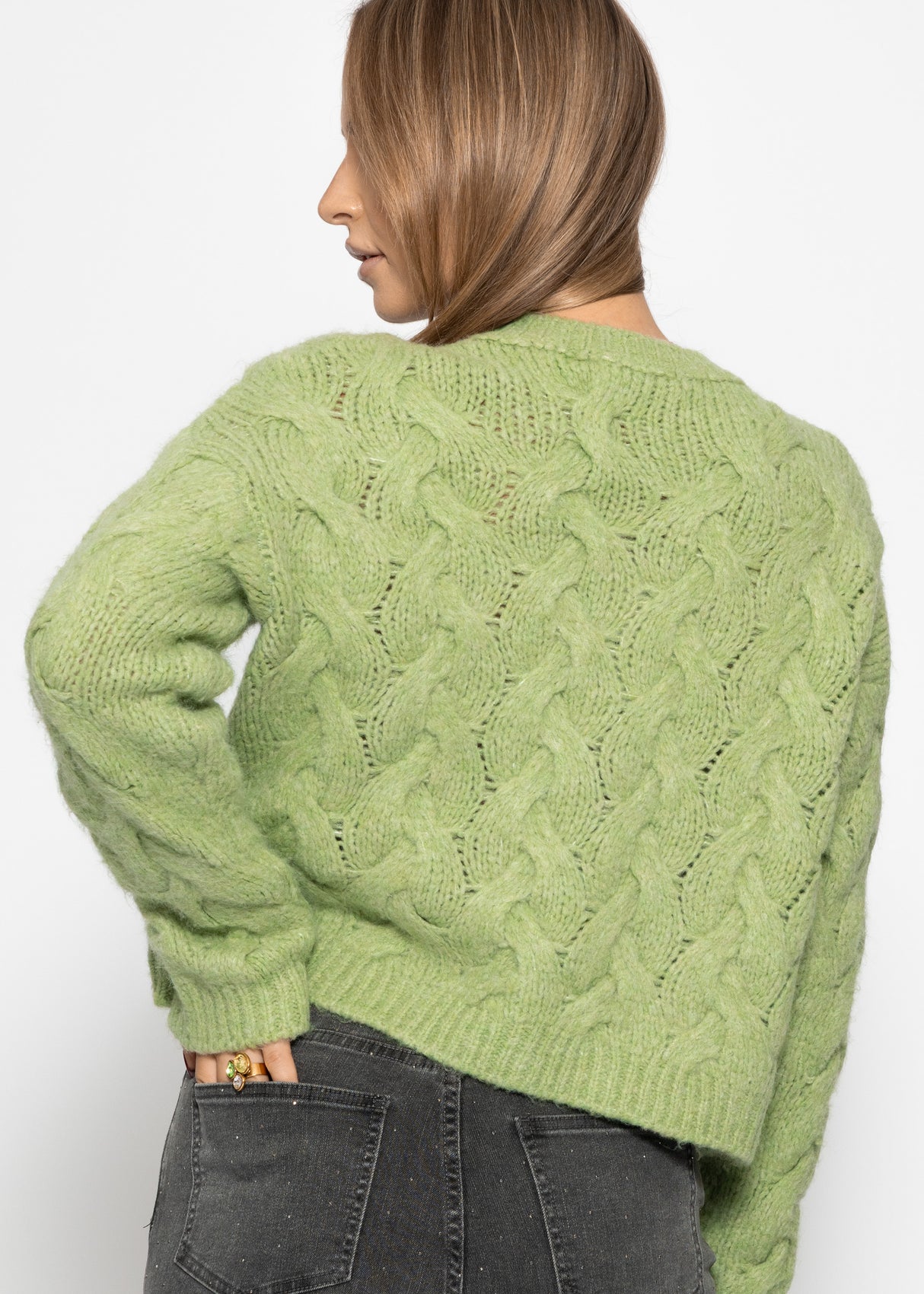 Cable knit sweater - sage green