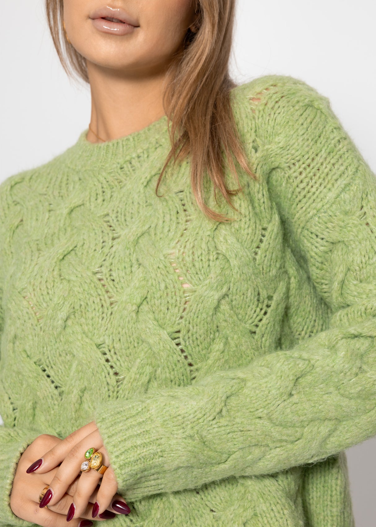 Cable knit sweater - sage green