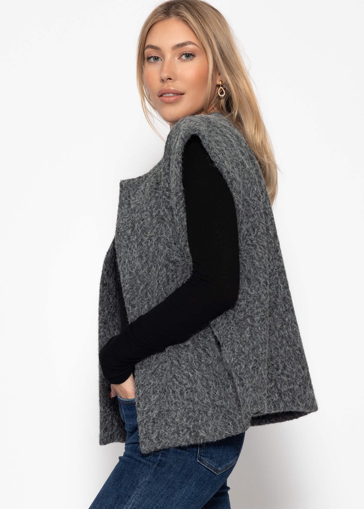 Small vest with wool structure - gray