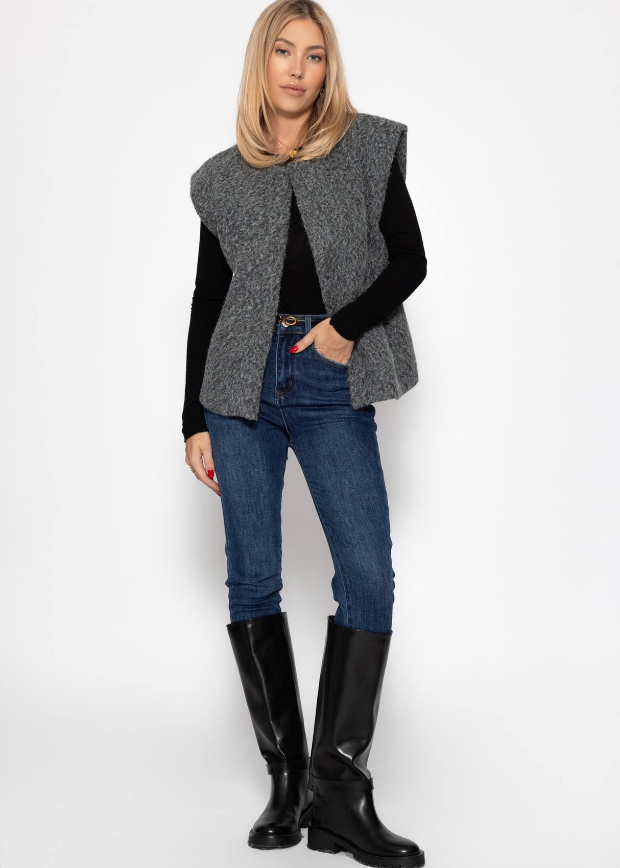 Small vest with wool structure - gray