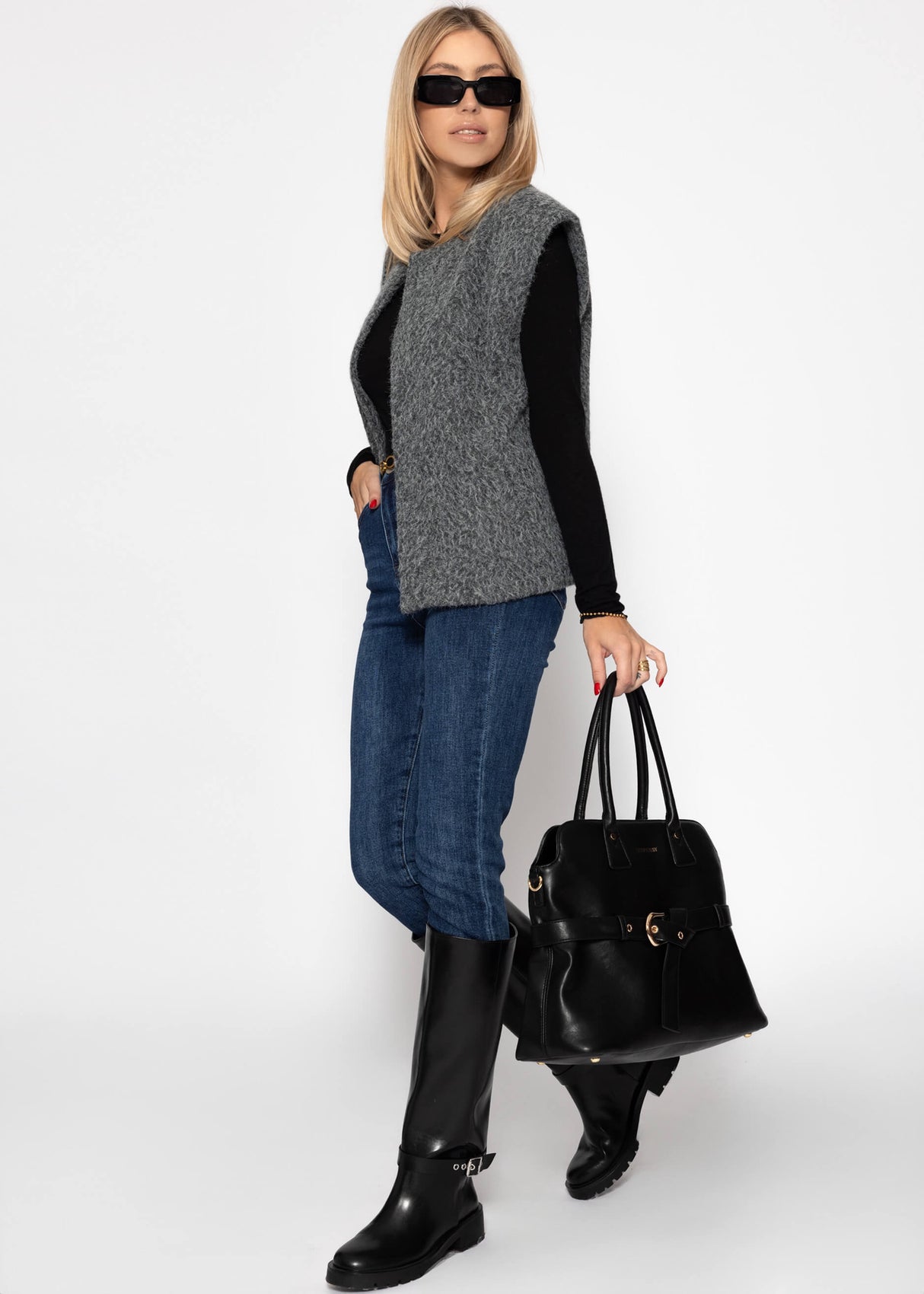 Small vest with wool structure - gray